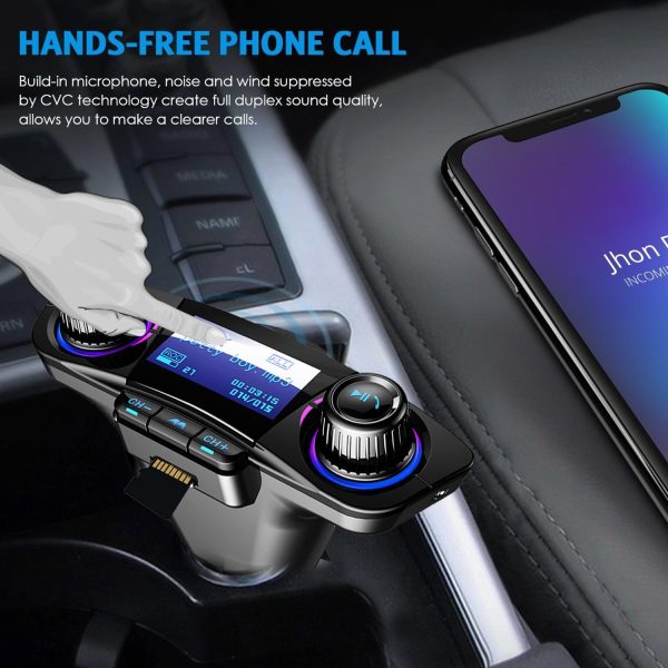 Bluetooth FM Transmitter Handfrees-Calling Radio Adapter Car Kit with Dual USB Port MP3 Player Support TF Card USB Flash Drive - Image 8