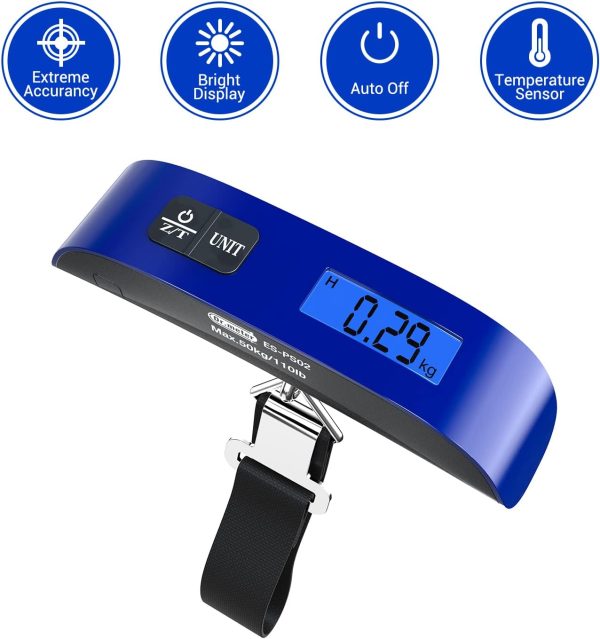 Luggage Scale: Travel Essentials, Backlight LCD Display 110lb/50kg Luggage Weight Scale for Travel Accessories, Portable Handheld Scale with Rubber Paint, Temperature Sensor, Battery Included - Image 7