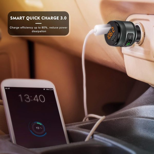 IMDEN Bluetooth 5.0 FM Transmitter for Car, 3.0 Wireless Bluetooth FM Radio Adapter Music Player FM Transmitter/Car Kit with Hands-Free Calling and 2 USB Ports Charger Support USB Drive - Image 6
