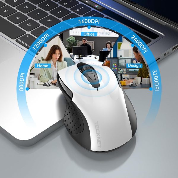TECKNET Bluetooth Mouse, 3200 DPI Wireless Mouse (BT5.0 & 3.0) 5 Adjustable DPI, 6 Buttons and 2-Year Battery Computer Mouse Compatible with Laptop/Computer/Mac/Windows/Chromebook/Notebook - Image 6