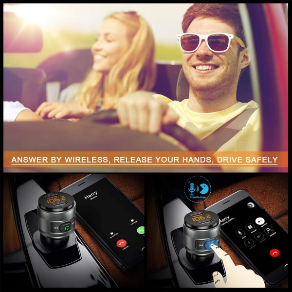 IMDEN Bluetooth 5.0 FM Transmitter for Car, 3.0 Wireless Bluetooth FM Radio Adapter Music Player FM Transmitter/Car Kit with Hands-Free Calling and 2 USB Ports Charger Support USB Drive - Image 5