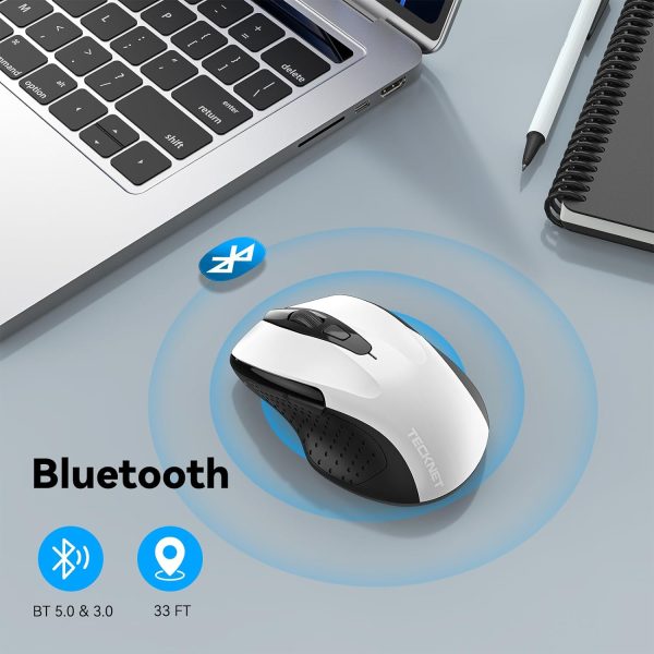 TECKNET Bluetooth Mouse, 3200 DPI Wireless Mouse (BT5.0 & 3.0) 5 Adjustable DPI, 6 Buttons and 2-Year Battery Computer Mouse Compatible with Laptop/Computer/Mac/Windows/Chromebook/Notebook - Image 5
