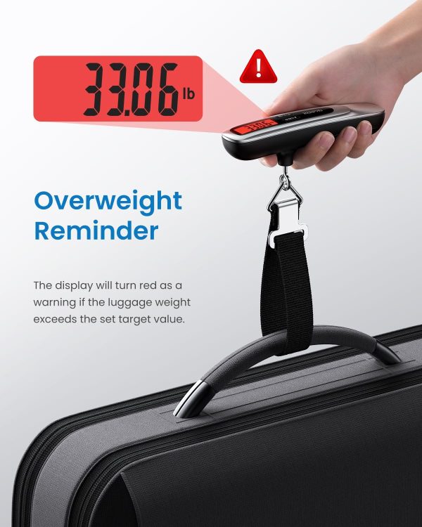 RENPHO Luggage Scale, Suitcase Scale for Travel, Baggage Weight Scale with Backlit, Portable Handheld Scale with Tare Function, Overweight Reminder, Rubber Paint, 110lb/50kg, Battery Included - Image 6