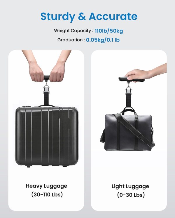 RENPHO Luggage Scale, Suitcase Scale for Travel, Baggage Weight Scale with Backlit, Portable Handheld Scale with Tare Function, Overweight Reminder, Rubber Paint, 110lb/50kg, Battery Included - Image 5
