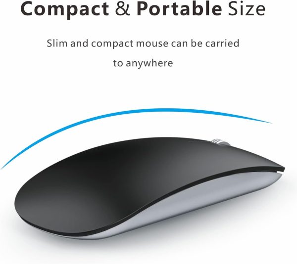 Uciefy U30 Bluetooth Mouse, Ultra Slim Triple Mode (BT5.1+BT5.1+USB) Rechargeable Wireless Bluetooth Mouse for iPad, Laptop, MacBook (Matte Black) - Image 5