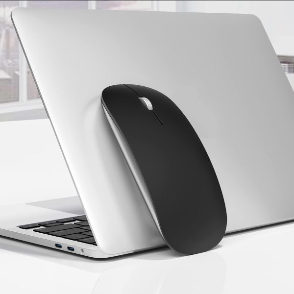 Uciefy U30 Bluetooth Mouse, Ultra Slim Triple Mode (BT5.1+BT5.1+USB) Rechargeable Wireless Bluetooth Mouse for iPad, Laptop, MacBook (Matte Black) - Image 4