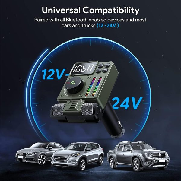 LENCENT FM Bluetooth 5.3 Transmitter for Car, Adjustable Treble and Bass Sound Music Player, Bluetooth Car Adapter for Hands Free Calls, Supports PD30W Fast Charging, U Disk, Siri Google Assistant - Image 8