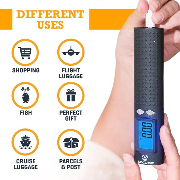 Accuoz Rechargeable Digital Luggage Scale - 2600mAh Portable Charger & LED Flashlight - Image 3