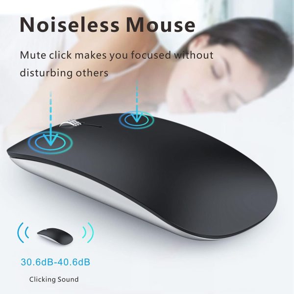 Uciefy U30 Bluetooth Mouse, Ultra Slim Triple Mode (BT5.1+BT5.1+USB) Rechargeable Wireless Bluetooth Mouse for iPad, Laptop, MacBook (Matte Black) - Image 3