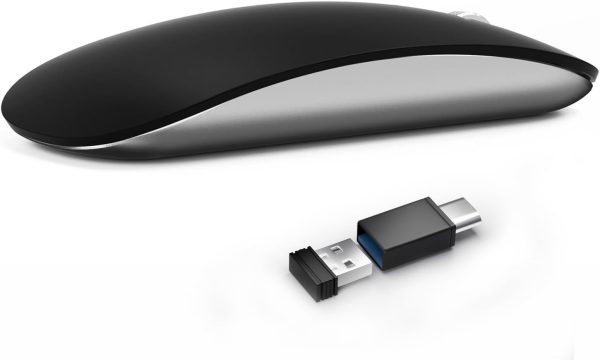 Uciefy U30 Bluetooth Mouse, Ultra Slim Triple Mode (BT5.1+BT5.1+USB) Rechargeable Wireless Bluetooth Mouse for iPad, Laptop, MacBook (Matte Black)