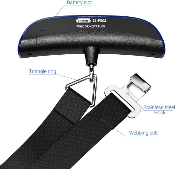 Luggage Scale: Travel Essentials, Backlight LCD Display 110lb/50kg Luggage Weight Scale for Travel Accessories, Portable Handheld Scale with Rubber Paint, Temperature Sensor, Battery Included - Image 5