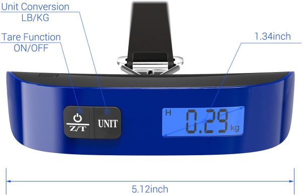 Luggage Scale: Travel Essentials, Backlight LCD Display 110lb/50kg Luggage Weight Scale for Travel Accessories, Portable Handheld Scale with Rubber Paint, Temperature Sensor, Battery Included - Image 6