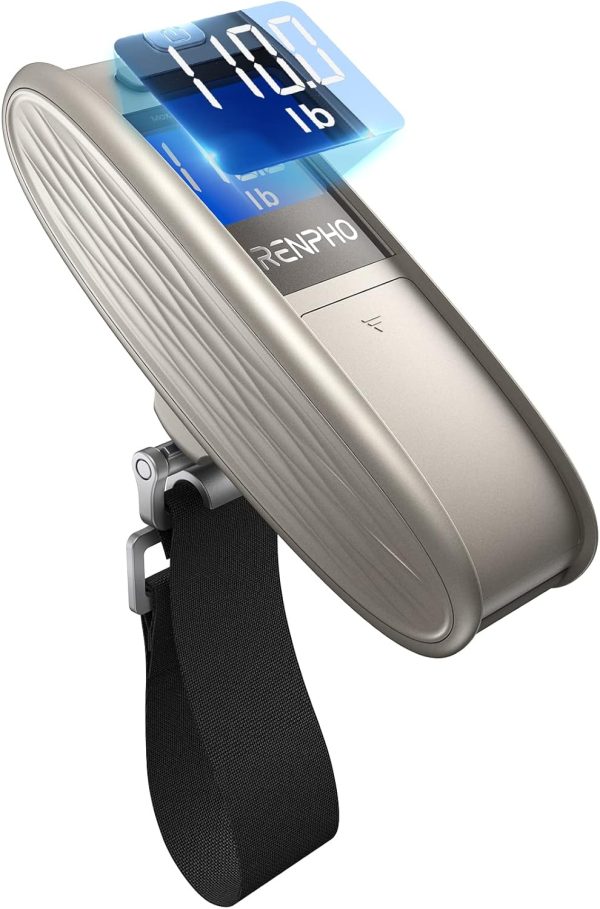RENPHO Luggage Scale, Travel Essentials, Portable Digital Suitcase Weight Scale with Backlit LCD Display for Travel, Baggage Weighing Scale with Tare Function, 110lb/50kg, Battery Included