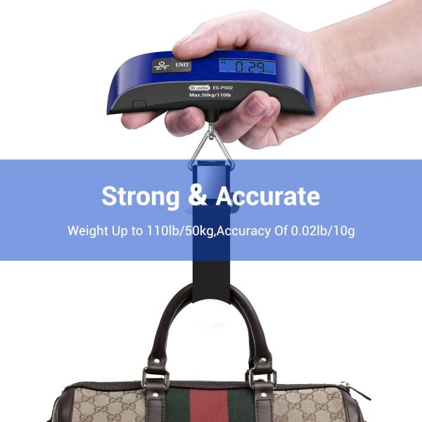 Luggage Scale: Travel Essentials, Backlight LCD Display 110lb/50kg Luggage Weight Scale for Travel Accessories, Portable Handheld Scale with Rubber Paint, Temperature Sensor, Battery Included - Image 4