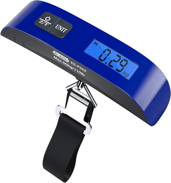 Luggage Scale: Travel Essentials, Backlight LCD Display 110lb/50kg Luggage Weight Scale for Travel Accessories, Portable Handheld Scale with Rubber Paint, Temperature Sensor, Battery Included